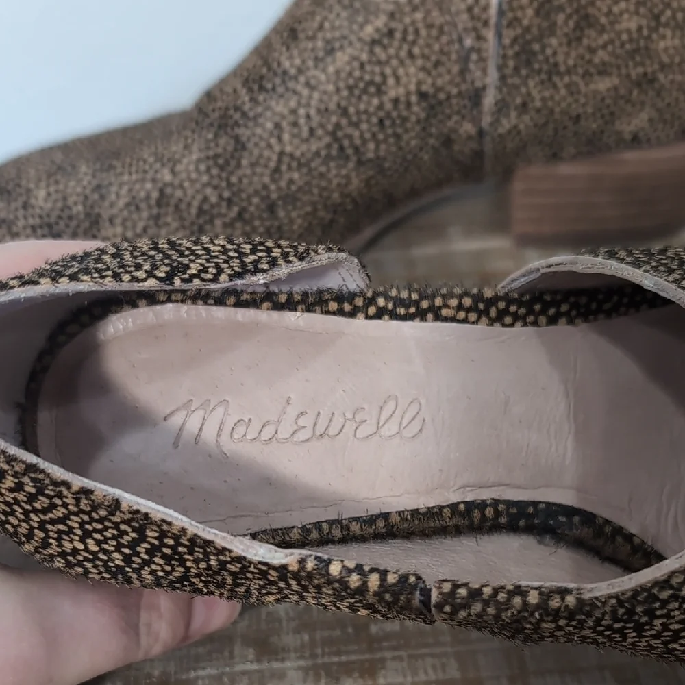 Madewell The Lucie Bootie Sz 7 Leather Brown Cutout Flat Calf Hair Upper Slip-On - Picture 4 of 16